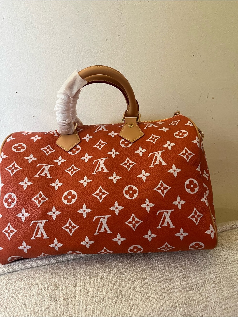 DESIGNER Inspired Orange Monogram Speedy Bandoulière with Pouch - Picture 2 of 3
